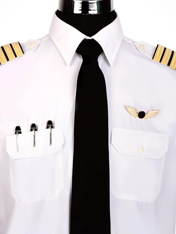 Pilot White Solid Full Sleeve Single Cuff Tailored Fit Classic Formal Blended Shirt