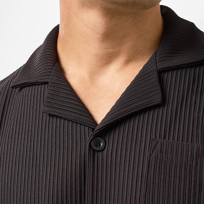Pleated Shirt Twinset | Black