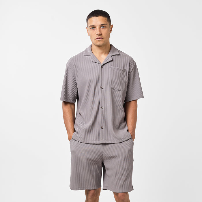 Men's  Mushroom Pleated Shirt Twinset  FadedStore Front View