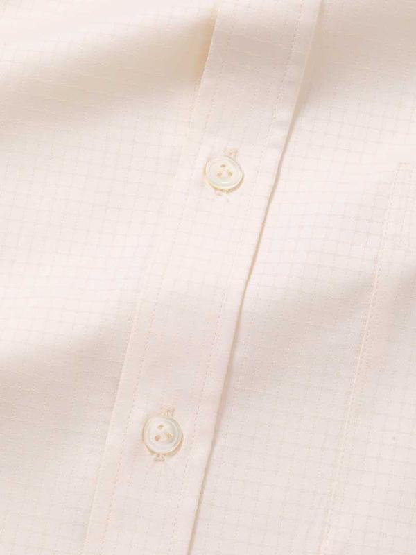 Ponte Cream Check Full Sleeve Double Cuff Classic Fit Classic Formal Two Ply Mercerized Cotton Shirt