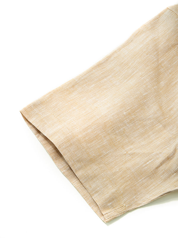 Positano Sand Solid Half Sleeve Tailored Fit Semi Formal European Flax Linen Shirt