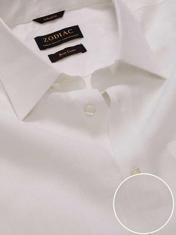 Positano White Solid Half Sleeve Tailored Fit Semi Formal European Flax Linen Shirt