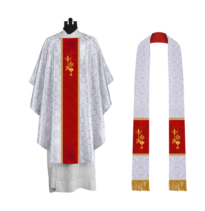 Damask / Eucharistic / White - Red