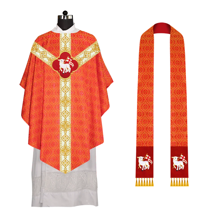 Pugin Chasuble with Intricate Embroidery and Orphrey Details