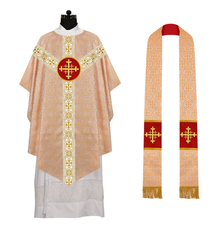 WHITE CROSS ORPHREY / JERUSALEM CROSS / GOLD