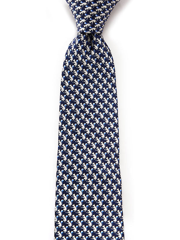 Saglia Printed Navy Silk Tie