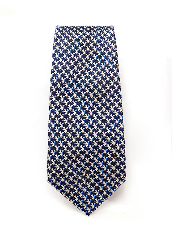 Saglia Printed Navy Silk Tie