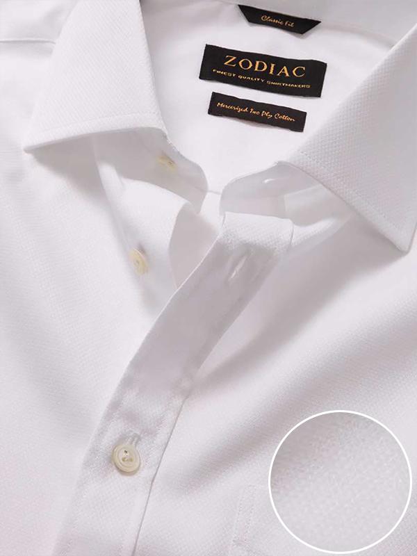 Sangiovanni White Solid Full Sleeve Double Cuff Classic Fit Classic Formal Two Ply Mercerized Cotton Shirt