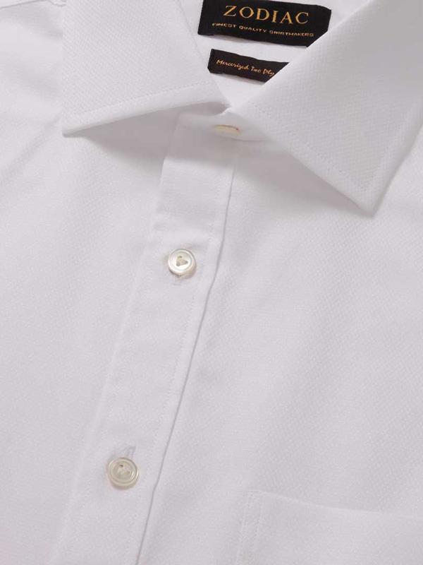 Sangiovanni White Solid Full Sleeve Double Cuff Classic Fit Classic Formal Two Ply Mercerized Cotton Shirt