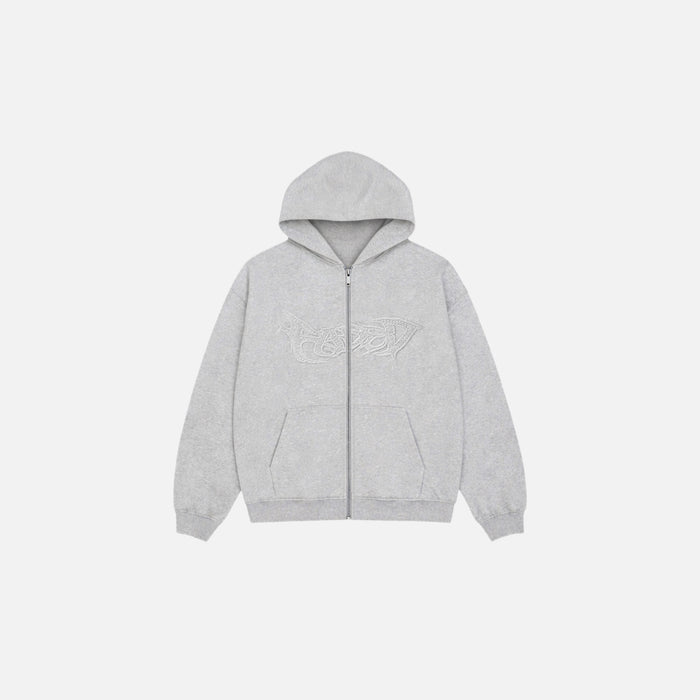 Shadow Full Zip Hoodie | Grey Marl