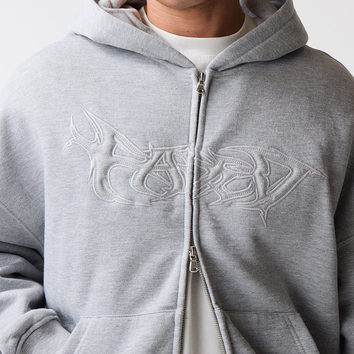 Shadow Full Zip Hoodie | Grey Marl