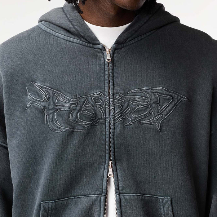 Shadow Full Zip Hoodie | Washed Black