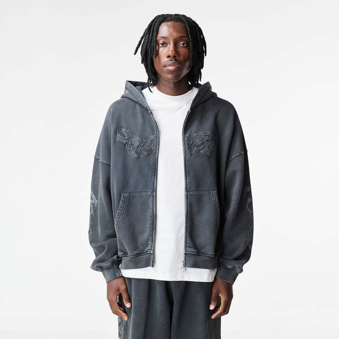 Shadow Full Zip Hoodie | Washed Black
