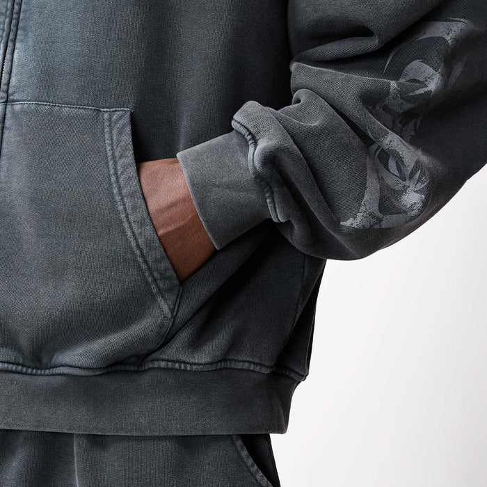 Shadow Full Zip Hoodie | Washed Black