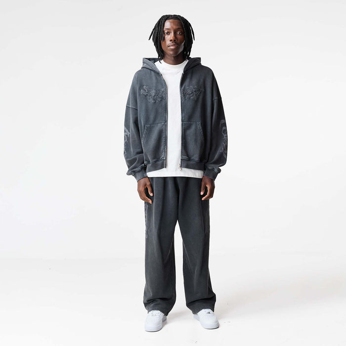 Shadow Loose Fit Open Hem Jogger | Washed Black