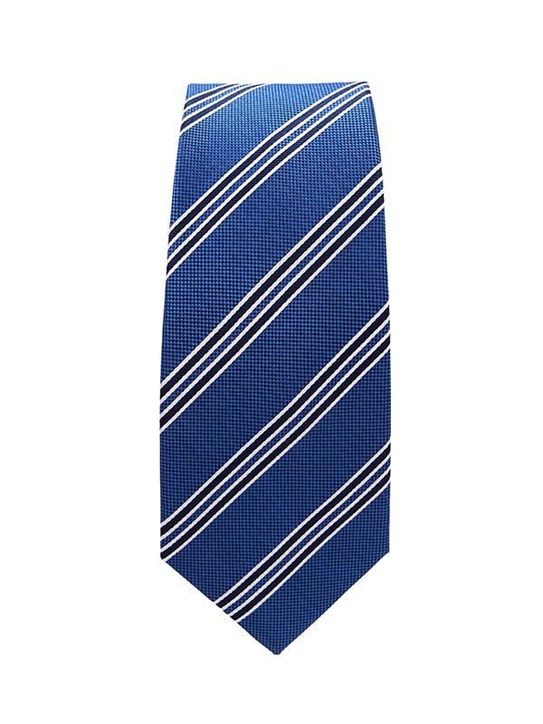 Sicilia Striped Dark Blue Silk Tie