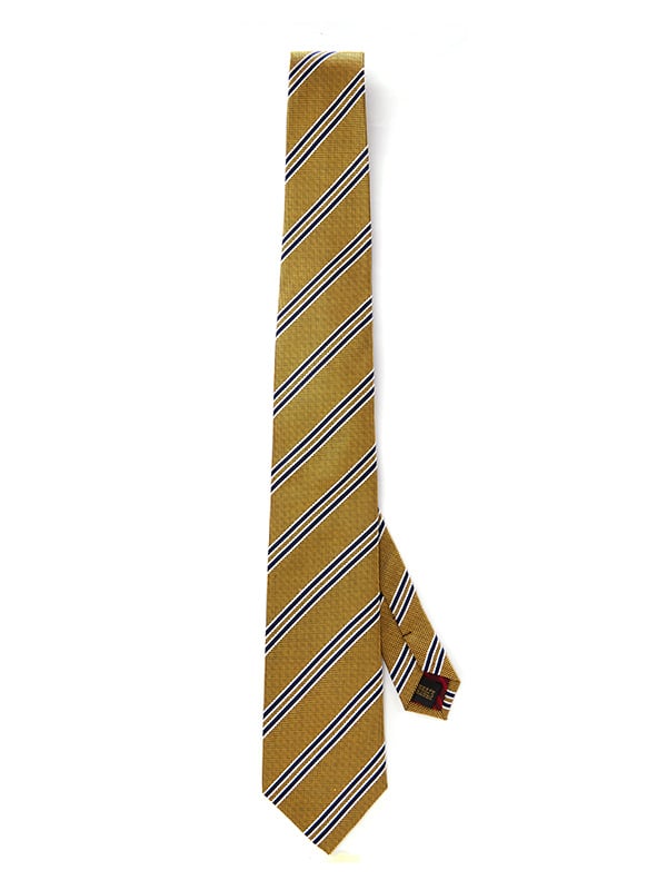 Sicilia Striped Dark Gold Silk Tie