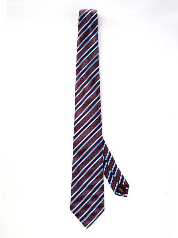 Sicilia Striped Dark Maroon Silk Tie