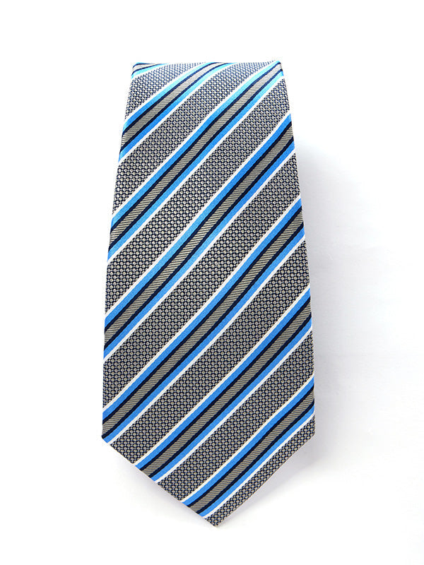 Sicilia Striped Medium Grey Silk Tie