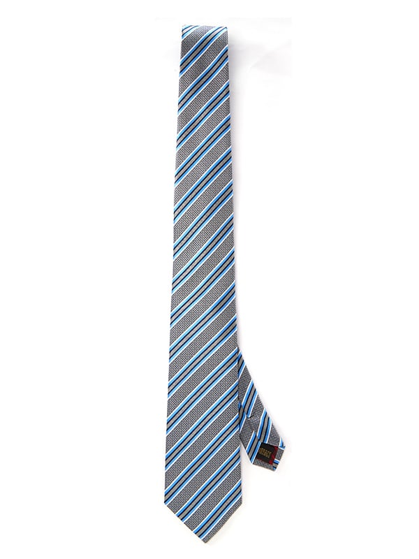Sicilia Striped Medium Grey Silk Tie