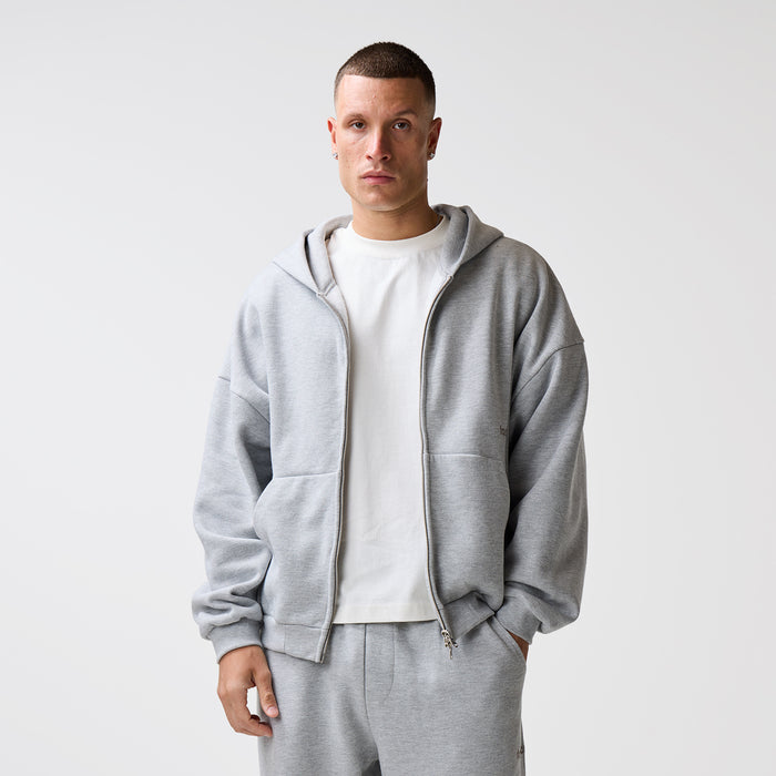 Space For Clarity Cropped Zip Hoodie | Grey Marl