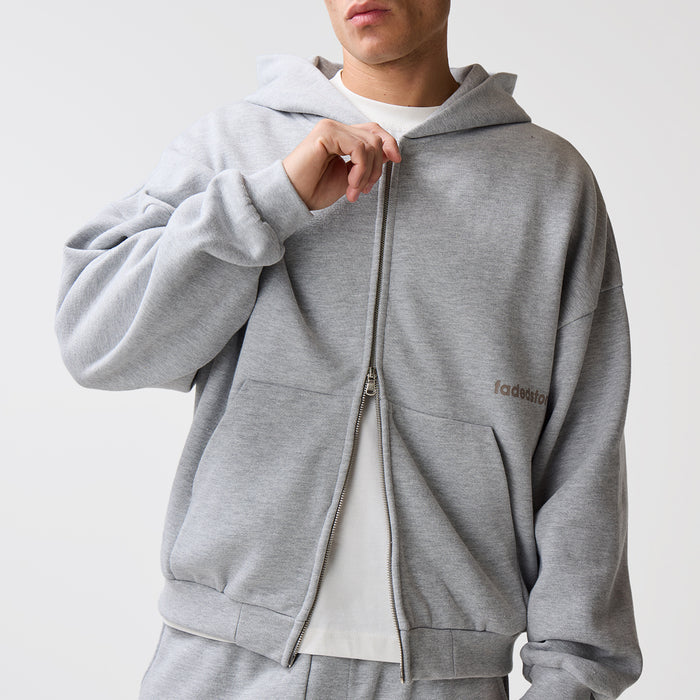 Space For Clarity Cropped Zip Hoodie | Grey Marl