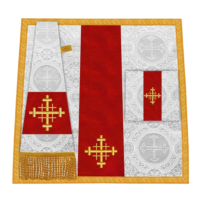 Damask / Jerusalem Cross / White-Red