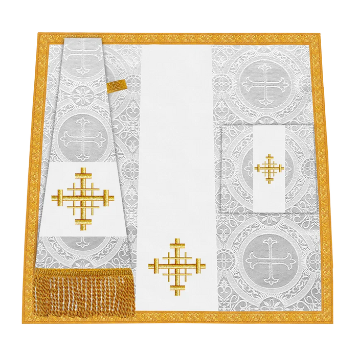 Damask / Jerusalem Cross / White-White