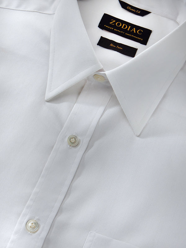 Splendido White Solid Full Sleeve Single Cuff Classic Fit Classic Formal Non Iron Cotton Shirt