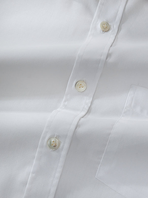 Splendido White Solid Full Sleeve Single Cuff Classic Fit Classic Formal Non Iron Cotton Shirt
