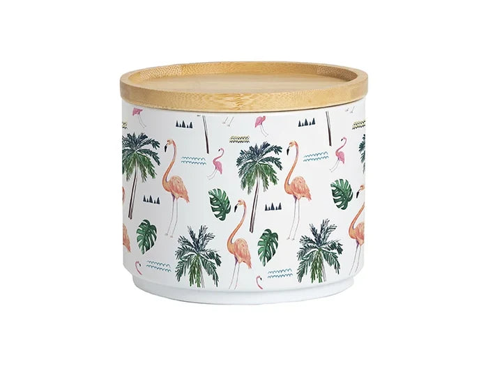 Stackable Sublimation Tin Canister w/  Bamboo Lid