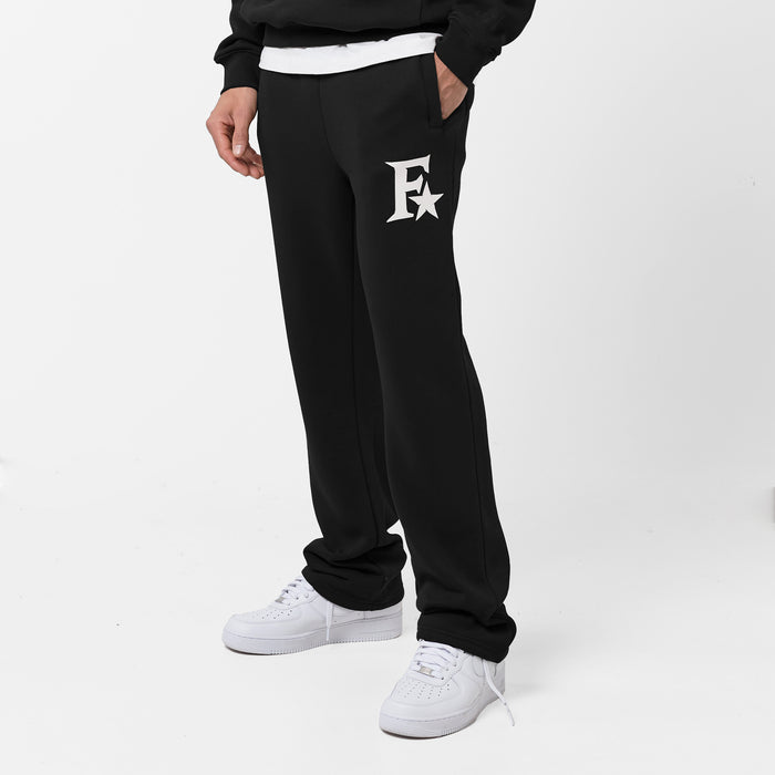 Men's  Black Star Icon Open Hem Jogger  FadedStore Front View