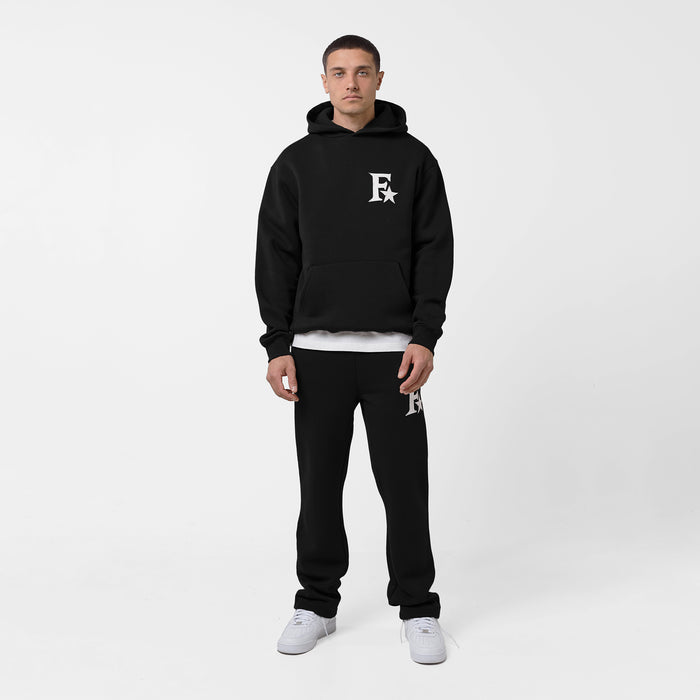 Star Icon Open Hem Jogger | Black