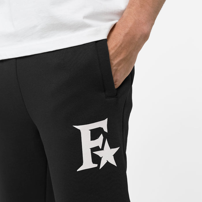 Star Icon Open Hem Jogger | Black