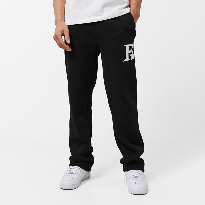 Star Icon Open Hem Jogger | Black