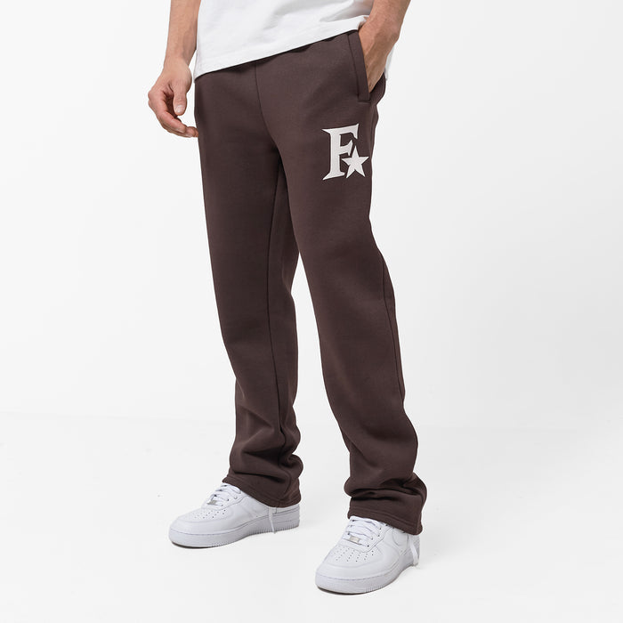 Men's  Dark Brown Star Icon Open Hem Jogger  FadedStore Front View