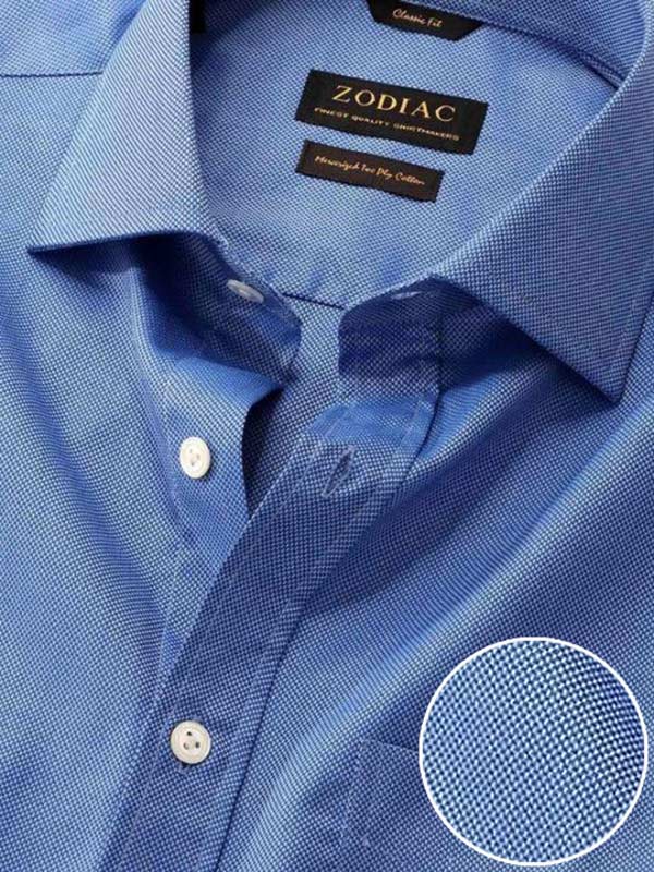 Structure Ink Solid Full Sleeve Single Cuff Classic Fit Classic Formal Two Ply Mercerized Cotton Shirt