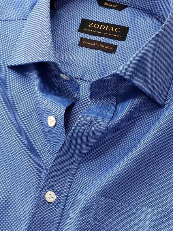 Structure Ink Solid Full Sleeve Single Cuff Classic Fit Classic Formal Two Ply Mercerized Cotton Shirt