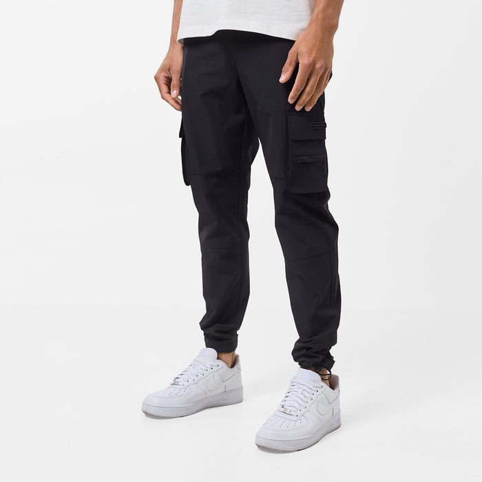 Black Technical Stretch Cargo Pant  FadedStore Front View