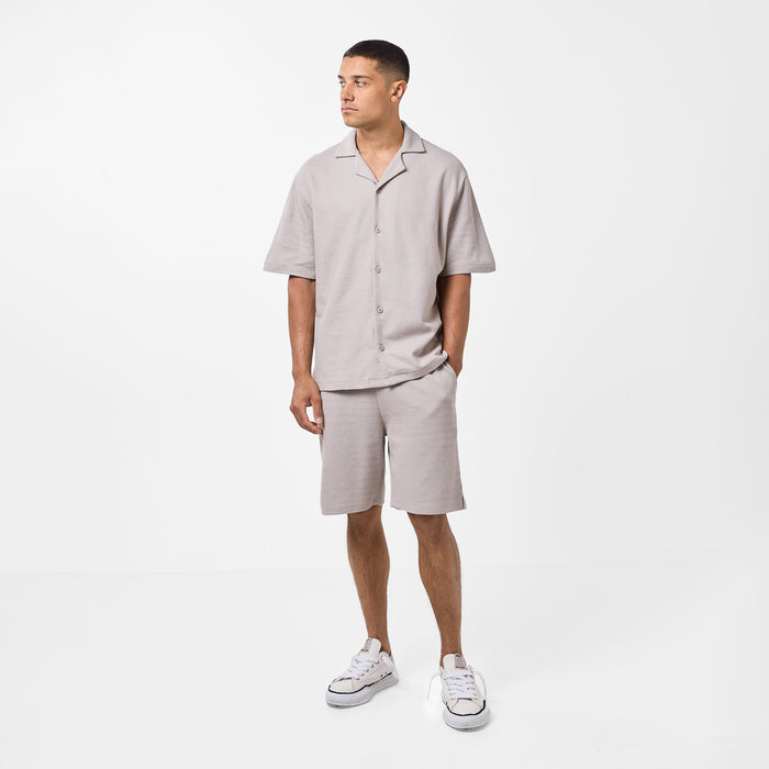 Tonal Knitted Shirt Twinset | Sand