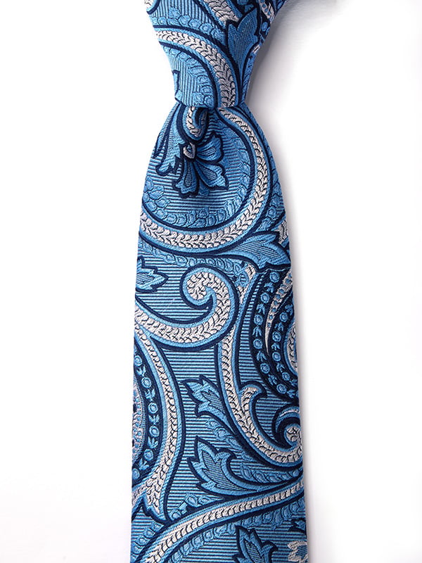 Torino All Over Medium Blue Silk Tie