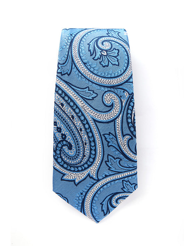 Torino All Over Medium Blue Silk Tie