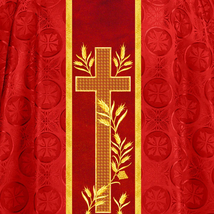 Traditional Liturgical Chasuble with Ornate Embroidered Orphrey