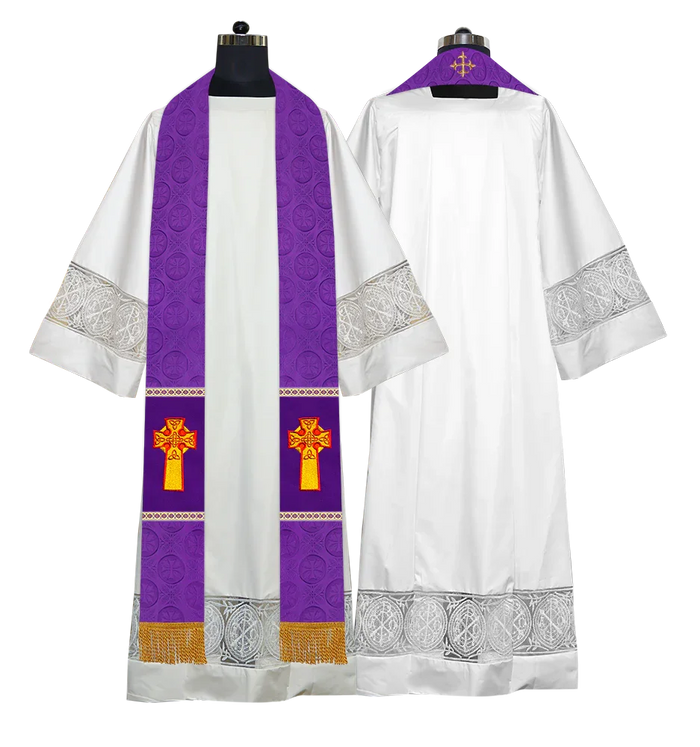 Traditional Minister Stole with Embroidered Cross Motif