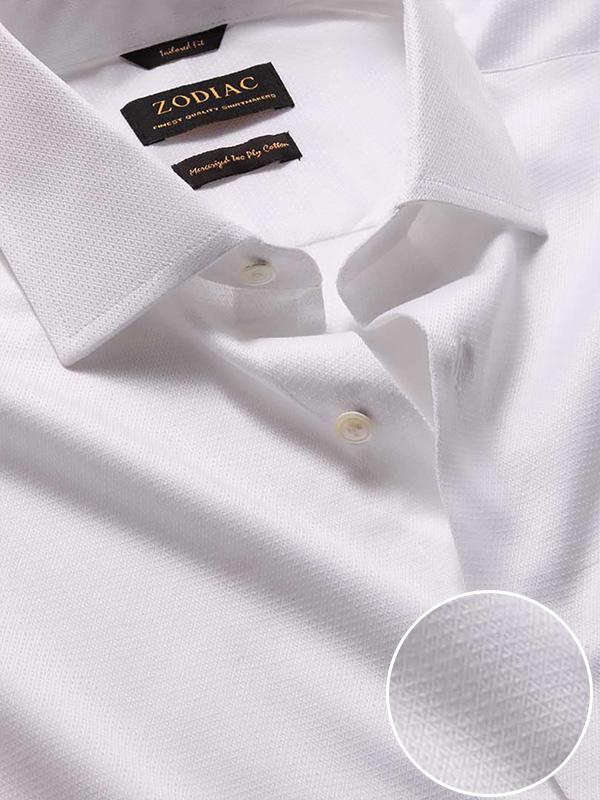 Tramonti White Solid Full Sleeve Single Cuff Tailored Fit Classic Formal Two Ply Mercerized Cotton Shirt