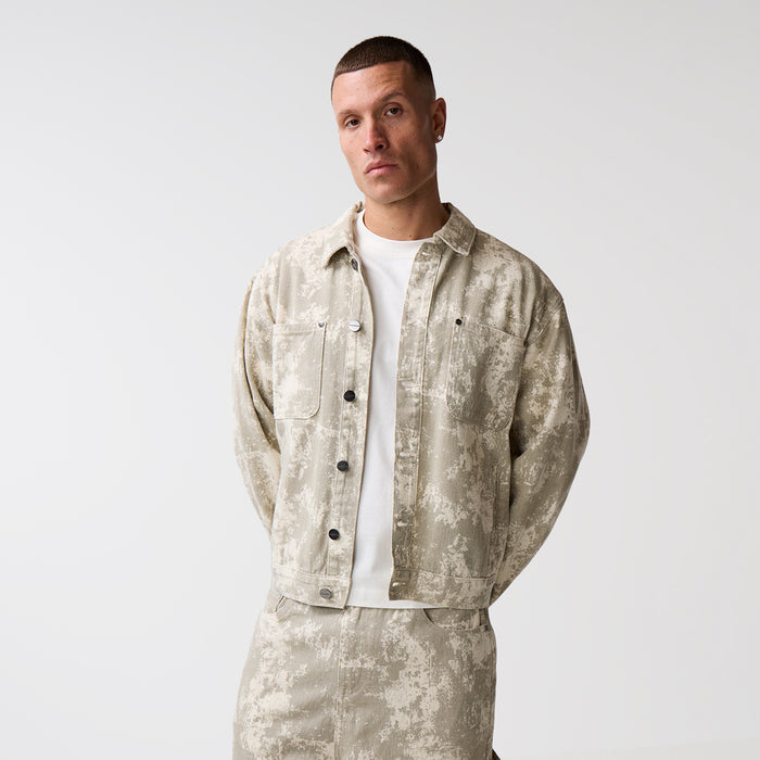 Tree Camo Print Jacket | Beige
