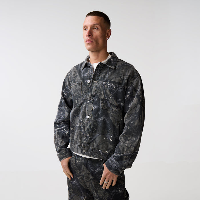 Tree Camo Print Jacket | Grey
