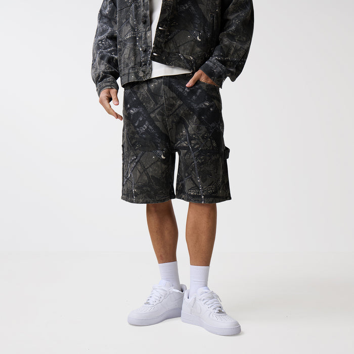 Tree Camo Print Shorts | Grey