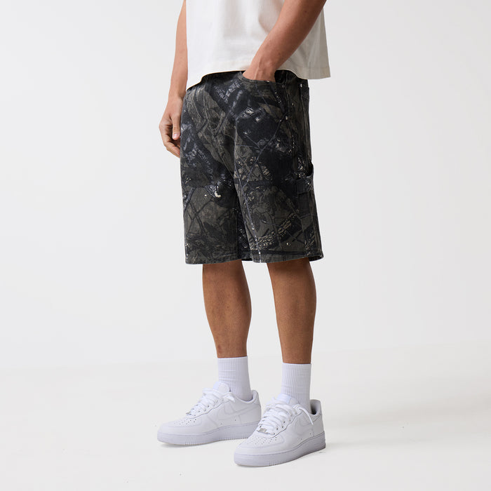 Tree Camo Print Shorts | Grey