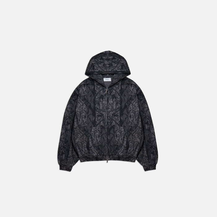 Under Development Cropped Zip Hoodie | Black Camo